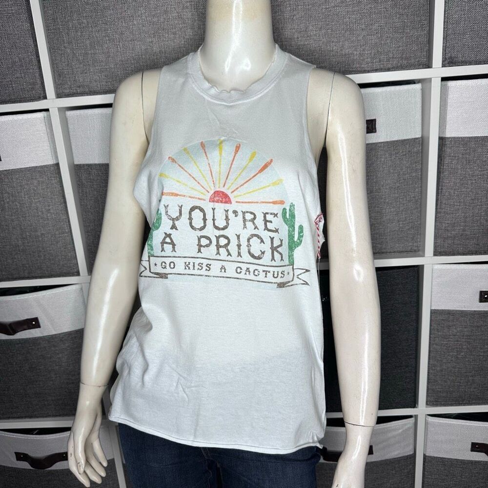 Mamie Ruth You’re a Prick Go Kiss A Cactus Muscle Tank Size Small